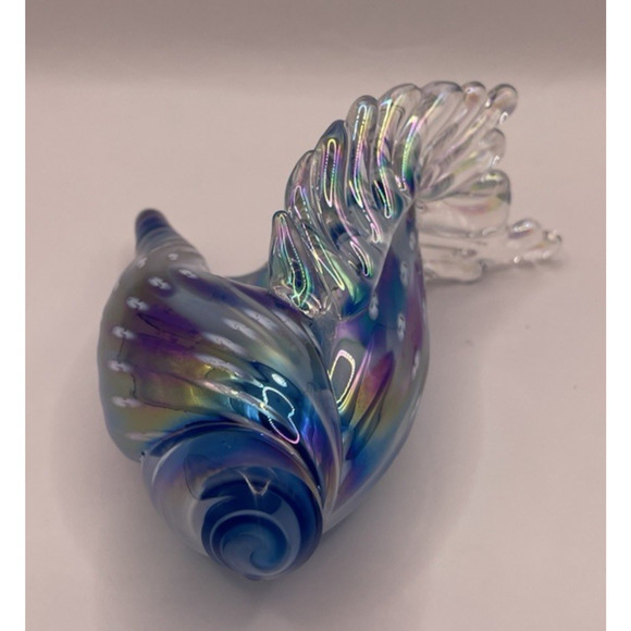 Iridescent Kevin Fulton Studio Art Glass Sea Shell Ocean Blue color-Signed - Picture 8 of 15